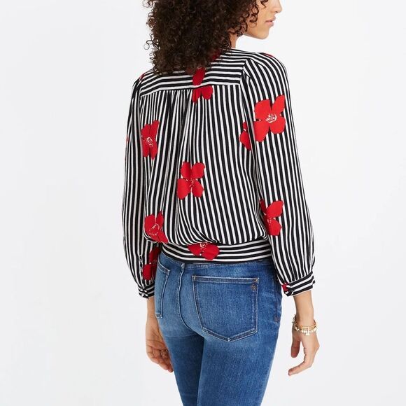 Madewell Wrap Top in Candied Orchids - Picture 3 of 6